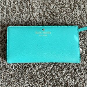kate spade new york long slim wallet snap closure - teal